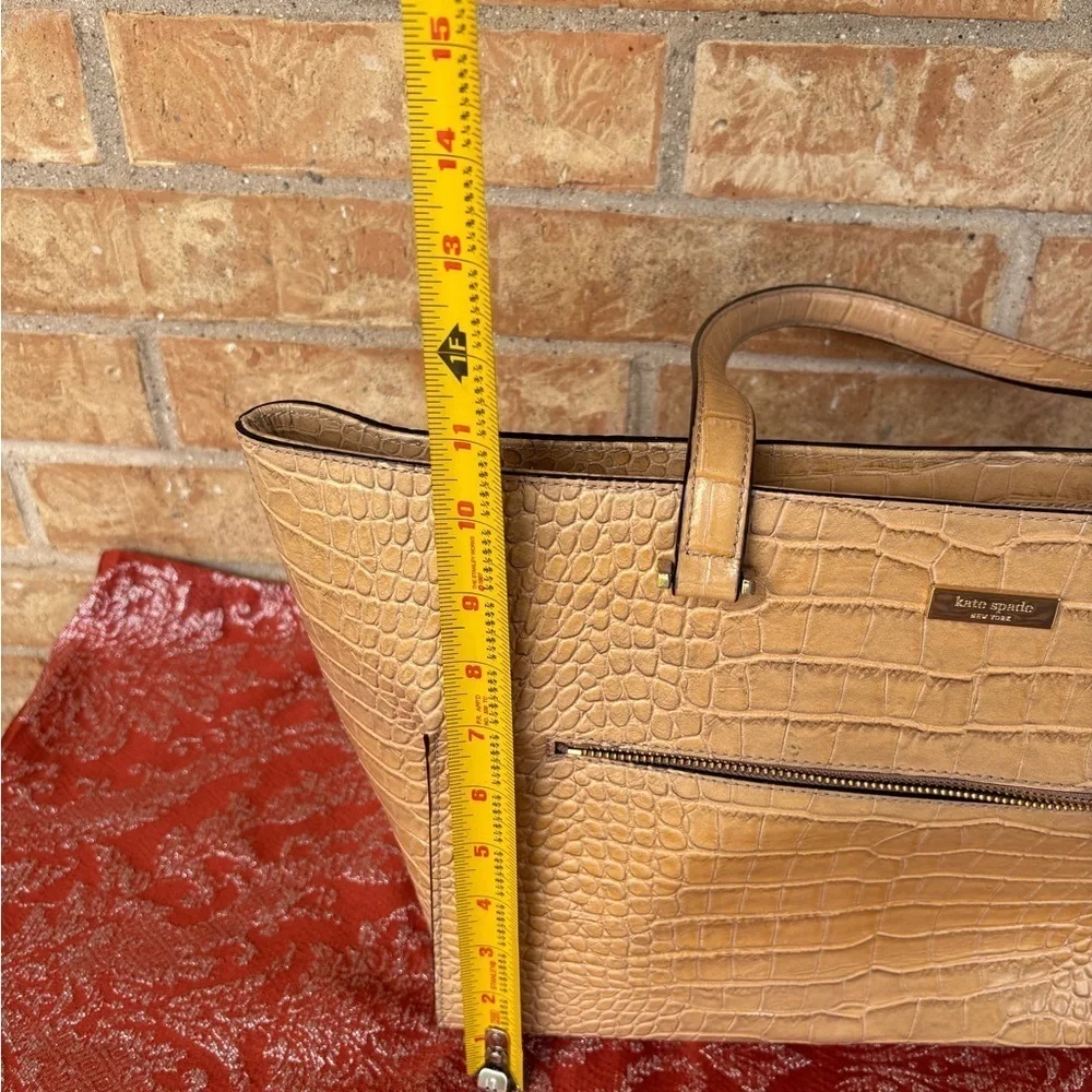 Kate Spade Beige Crocodile Embossed Bag